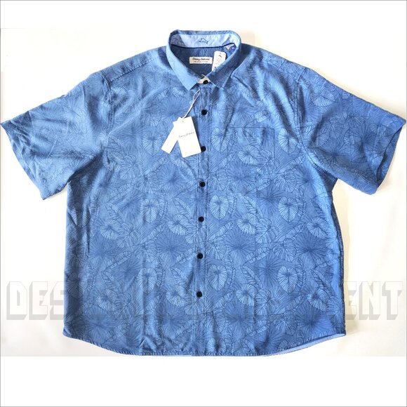 TOMMY BAHAMA Coconut Point 2XLB Keep It Frondly Camp Shirt Bright Cobalt NWT - Picture 7 of 7